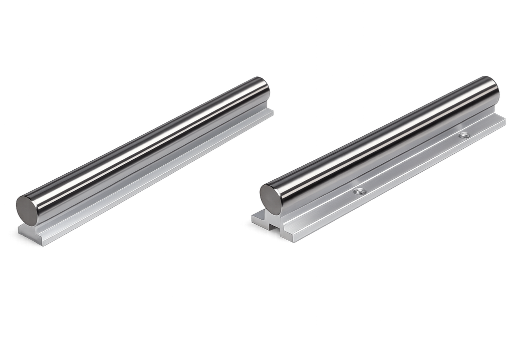 Precision shaft on support Ø40 mm, hardened (HRC 58–62), ground (h6  tolerance),  length 5900 mm